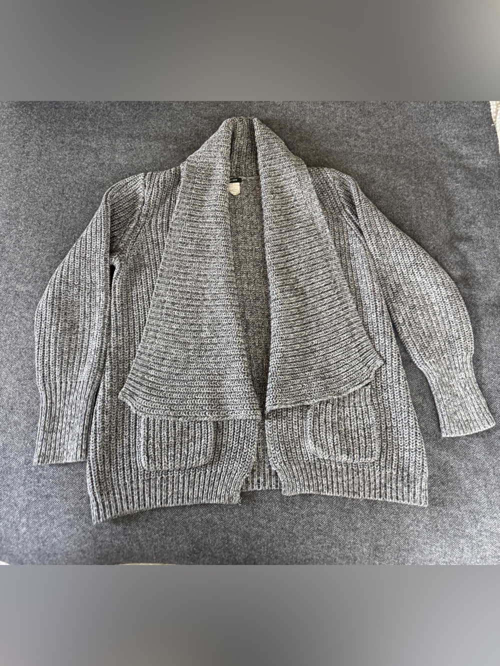J. Crew Open-Front Shawl Collar Cardigan Sweater - Gray